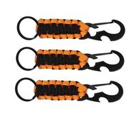 Bewinner Paracord Keychain, 3 Pcs D Ring Lanyard Hanger Hook with Spring Clip and Keyring for Keys Water Bottle Backpack Outdoor (Black Orange)