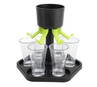 Bewinner Party Drink Shot Dispenser, 6 Shot Pourer with Plastic Glass for Bar, Even Liquid Distribution, Sturdy Plastic Construction, Ideal for Parties, Easy to