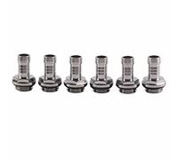 Bewinner PC Water Cooling TwoTouch Fitting G1/4 Thread Barb Connector 6 Pack for 7.5mm Tube, Stainless Steel and Plastic Barb Fitting for Water Blocks, Radiators, Pump, Reservoir (9mm)
