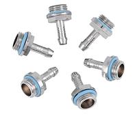 Bewinner PC Water Cooling TwoTouch Fitting G1/4 Thread Barb Connector 6 Pack for 7.5mm Tube, Stainless Steel and Plastic Barb Fitting for Water Blocks, Radiators, Pump, Reservoir (11mm)