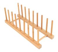Bewinner Pine Wood Dish Rack for Kitchen Counter, Plate Holder Organizer for Cups Pots Lids Cutting Boards, Versatile Cabinet Storage Rack, 13.6x5.1x4.7in
