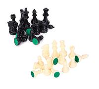Bewinner Plastic Chessmen Set, 32 Piece International Chess Game with | Complete Black and White Chess Pieces, Eco-Friendly Plastic, Portable Travel Chess Set, for Indoor Outdoor Play