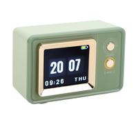 Bewinner Portable Bluetooth Speaker, Compact Wireless Speaker with Dynamic Scene Lyrics, Desktop Clock Calendar Projection Screen Speaker for Daily and Party Retro Green