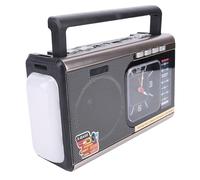 Bewinner Portable Radio AM FM SW, Multifunctional Retro Speaker Vintage Radio with Clock and Flashlight, Rechargeable Broadcast Radios for Home Office Outdoor (Gold)