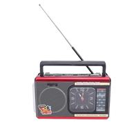 Bewinner Portable Radio AM FM SW, Multifunctional Retro Speaker Vintage Radio with Clock and Flashlight, Rechargeable Broadcast Radios for Home Office Outdoor (Red)