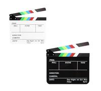Bewinner Professional Acrylic Clapperboard, Magnetic Film Slate with Color Bars & Erasable Chalkboard - 2Pcs Set for Movie Photography Video Production