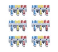 Bewinner Push in Lever Wire Connector, 6 Pcs 32A 3 in 12 Out Quick Electrical Wire Connector for Solid & Flexible Wires, Reusable with Test Holes