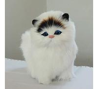 Bewinner Real Sheep Hair Simulation Cat Plush Toy Electronic Pet Doll Meow Sound for Playtime or Nap Time (Blackhead)