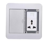 Bewinner Recessed Floor Power Strip with Double Doors, 2 Outlets & 2 Network Ports, 4000W 16A, Embedded Desktop Socket Box, Mystical/Fantasy Retardant PC & Aluminum Alloy,