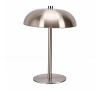 Bewinner Rechargeable Table Lamp 3W 3 Color Temperatures Stepless Dimmable Touch Control Metal Mushroom Lamp for Bedside Restaurant Coffee Shop Black (Silver)