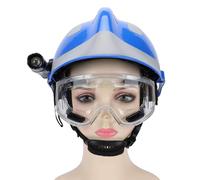 Bewinner Rescue Helmet with Headlamp, Emergency Firefighting Safety Helmet, 4-Layer Shock Absorption, Reflective Strip, Adjustable for Construction, Mining, Ship, Oil Workers