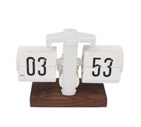 Bewinner Retro Auto Flip Desk Clock, Battery Powered Mechanical Table Clock with Calendar Display, Large Numbers for Home Office Decor, Gift Idea (White)
