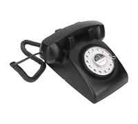 Bewinner Retro Corded Telephone Rotating Dialing Support Redial Mechanical Ringtone Vintage Desk Phone with Speaker - Black Old Fashioned Landline for Home Office Bar Hotel