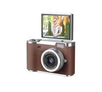 Bewinner Retro Digital Camera, 4K Kids Camera with Flip Screen and 48MP HD, for Beginners and Students with 2.4 Inch IPS Eye Care Screen (Brown)