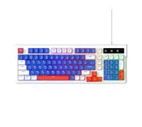 Bewinner RGB Backlit Gaming Keyboard and Mouse Combo, 98 Keys Compact Wired USB Keyboard with Multimedia Shortcut Keys and 7 Color Lighting Modes, for Laptop PC Computer Work (White Blue)