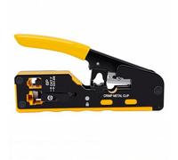 Bewinner RJ45 Crimp Tool Pass Through for Cat7 Cat6 Cat5 Network Cable, Multifunction Crimper Stripper Cutter with Ratchet Mechanism for UTP STP Ethernet Cable
