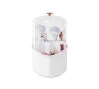 Bewinner Rotating Makeup Organizer with 8Pcs Makeup Brushes Kit - 8+1 Slots Heart Shape Makeup Brush Holder with Clear Lid for Vanity Desktop Bathroom (White)