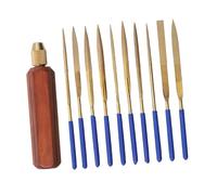 Bewinner Small File Set, 11Pcs Alloy Jewelers Files, Rosewood Handle Wood Carving Tool, Hex Shank Ti Plated Gold Files for Woodworking Metal Plastic