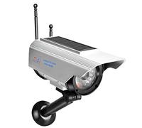 Bewinner Solar Power LED Fake Camera, Outdoor, Silver Dummy Camera with Adjustable Bracket and Blinking LED