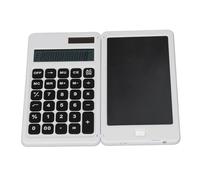 Bewinner Solar Powered Desktop Calculator with LCD Writing Tablet, 160x78x13mm Pocket Office Calculator Multifunctional Notepad, Silent Buttons ABS Durable for Home School Accounting (White)