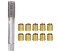 Bewinner Spark Plug Thread Hole Repair Tools, M14 x 1.25 Thread Inserts with M16 x 1.25 Thread Tap, 10 Pieces, for Gasoline Engine