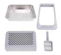 Bewinner Stainless Steel Enclosed Cat Litter Box Scratchproof Metal Litter Pan for Big Cats, Anti Leakage for Multi-Cat Households