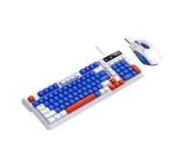 Bewinner TF610 RGB Gaming Keyboard & Mouse Combo | 98-Key Compact Layout, 7-Color Backlit, Multimedia Shortcuts, Wired USB for PC (White Blue)