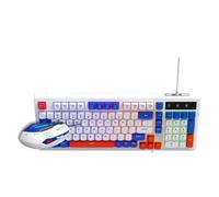 Bewinner TF610 RGB Gaming Keyboard & Mouse Combo | 98-Key Compact Layout, 7-Color Backlit, Multimedia Shortcuts, Wired USB for PC (Blue White)