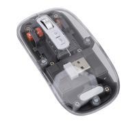 Bewinner Transparent Computer Mouse with 2.4G BT1 BT2 3 Mode, Silent Button, 3 DPI Settings, Breathing Light for Win//iOS/OS X//OS (Grey)