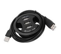 Bewinner USB 2.0 Desktop Hub Round, 3 Port Docking Station 1.5m Cable Plug and Play No External Power Supply for Office Desk Laptop Computer Table Hole