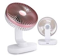 Bewinner USB Desktop Fan,Mini 4-Speed Small USB Desktop Fan,Rechargeable USB Desktop Fan, Quiet Operation Portable Mini Fan,Better Cooling,for Office Home Outdoor Travel (Rose Gold)