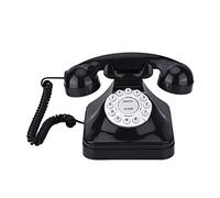 Bewinner Vintage Black Retro Landline Telephone with Traditional Bell Ring, Multi-Function Plastic Wire Phone for Home Office, Classic Corded Phone with Flash Redial Reserve, Skid Proof