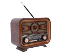 Bewinner Vintage Bluetooth Radio with AM/FM/SW Reception, Portable Rechargeable Retro Speaker, Antenna, USB/SD/AUX Input, MP3 Player, Home Decor Gift (Dark Color)