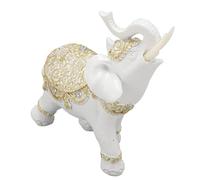 Bewinner White Resin Elephant Statue Cute Lucky Feng Shui Sculpture for Entryway Bookshelf Computer Desk Home Office Decoration (Large)