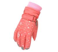 Bewinner Winter Snow Gloves Windproof Cold Weather Ski Gloves with Anti-Slip Grip & Rose Embroidery for Skiing Snowboarding Outdoor Sports (Orange)