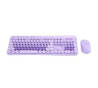 Bewinner Wireless Cute Keyboard and Mouse Combo, 104 Keys Retro Typewriter Style Round Keycaps, 2.4GHz Plug and Play for PC Laptop Desktop with Multimedia Hotkeys (Purple)