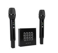 Bewinner Wireless Dual Microphone System | Karaoke Mixer with Integrated Equalizer, 2 Wireless Mics for Sound Cards/Instruments/Speakers, AA Battery Powered