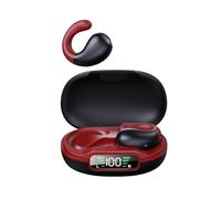 Bewinner Wireless Earbuds BT 5.3 True Wearless Open Ear Headphones Pulse DT3.0 Directional Sound, Panoramic 3D ENC Noise Reduction, 50 Hours Long Battery Life, Lightweight Intelligent (Black & Red)