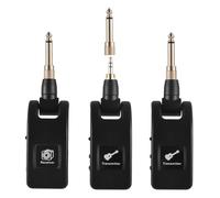 Bewinner Wireless Guitar System Portable 10 Hours Working Time Guitar Transmitter Receiver Set for Electric/Acoustic Bass Violins Black ABS Material (1 Receiver with 2 Transmitters)