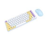 Bewinner Wireless Keyboard Mouse Set, 85 Key Retro Bluetooth 2.4G Wireless Keyboard with Detachable Round Keycaps, for OS X PC Computer