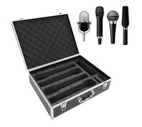 Bewinner Wireless Microphone Case, Aluminum Alloy Hard Shell Mic Foam Carrying Box for 4 Mics with Slots for Transmitters Receivers Travel Storage