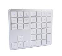 Bewinner Wireless Number Pads, 2.4G BT Dual Mode, External 35 Keys Numeric Keypad, Portable Financial Accounting Keyboard for Laptop Home Business (Silver White)