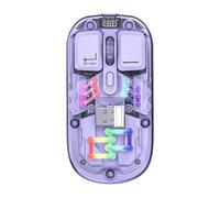 Bewinner Wireless Transparent Mouse for PC Laptop, USB Optical RGB Backlit Clear Mouse, BT 5.0/2.4G 2 Mode Gaming Mice - Ergonomic Design, 800/1200/1600 DPI, Autosleep (Purple)