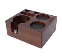 Bewinner Wood Coffee Tamping Station Portafilter Holder with Adjustable Leveling, Multi Accessory Organizer for Tools, Compact Countertop Storage for 58mm Basket and Tamper (Brown)