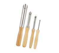 Bewinner Wood Handle Clay Hole Cutter 4pcs, Pottery Carving Drilling Tool Set, Circular Round Hole Cutter for Sculpting, 4mm/8mm/10mm/20mm Clay Punching Tool for Pottery (Wooden)