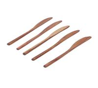 Bewinner Wooden Dinner Cutters Set of 5, Reusable Cake Cutter Serrated Edge Multifunction Utensil for Home Kitchen Picnic Restaurant Hotel, Premium Composite Wood Butter Knife Gift
