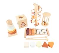 Bewinner Wooden Percussion Music Set for Early Education, Baby Musical Instruments Kit with Shape Sorting Box, Stacking Blocks, and Animal Toy