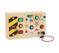 Bewinner Wooden Sensory Board for Kids, Educational Activity Toy with LED Lights, Hand Eye Coordination Trainer, Compact Travel Size 7.1 X 1.6 X 4.5in