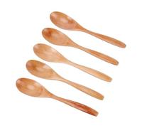 Bewinner Wooden Serving Spoons Sustainable Lightweight 5PCS Wood Stirring Spoons for Honey Serving Table Dessert Coffee for Daily Use