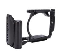 Bewinner ZR Camera Cage, Aluminum Alloy Protective Video Rig with Wooden Handle, 1/4" & 3/8" Threads, Cold Shoe & Support (Black)